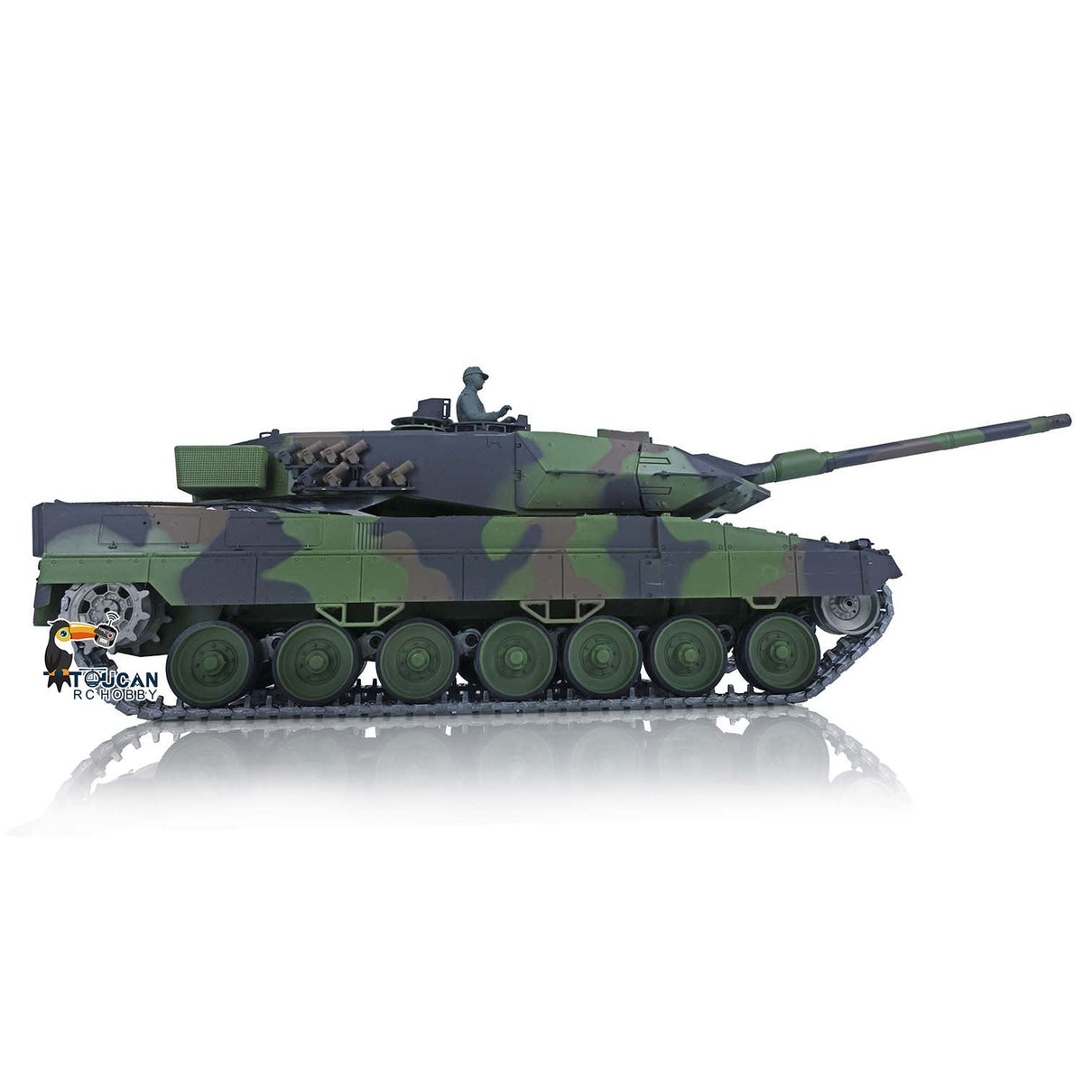 TOUCAN RC HOBBY Heng Long 1/16 TK7.0 Promotion German Leopard2A6 RTR RC Tank 3889 with 360 Degrees Turret Barrel Recoil Smoke BB IR Metal Tracks Sprockets Idlers Wheels Gearbox