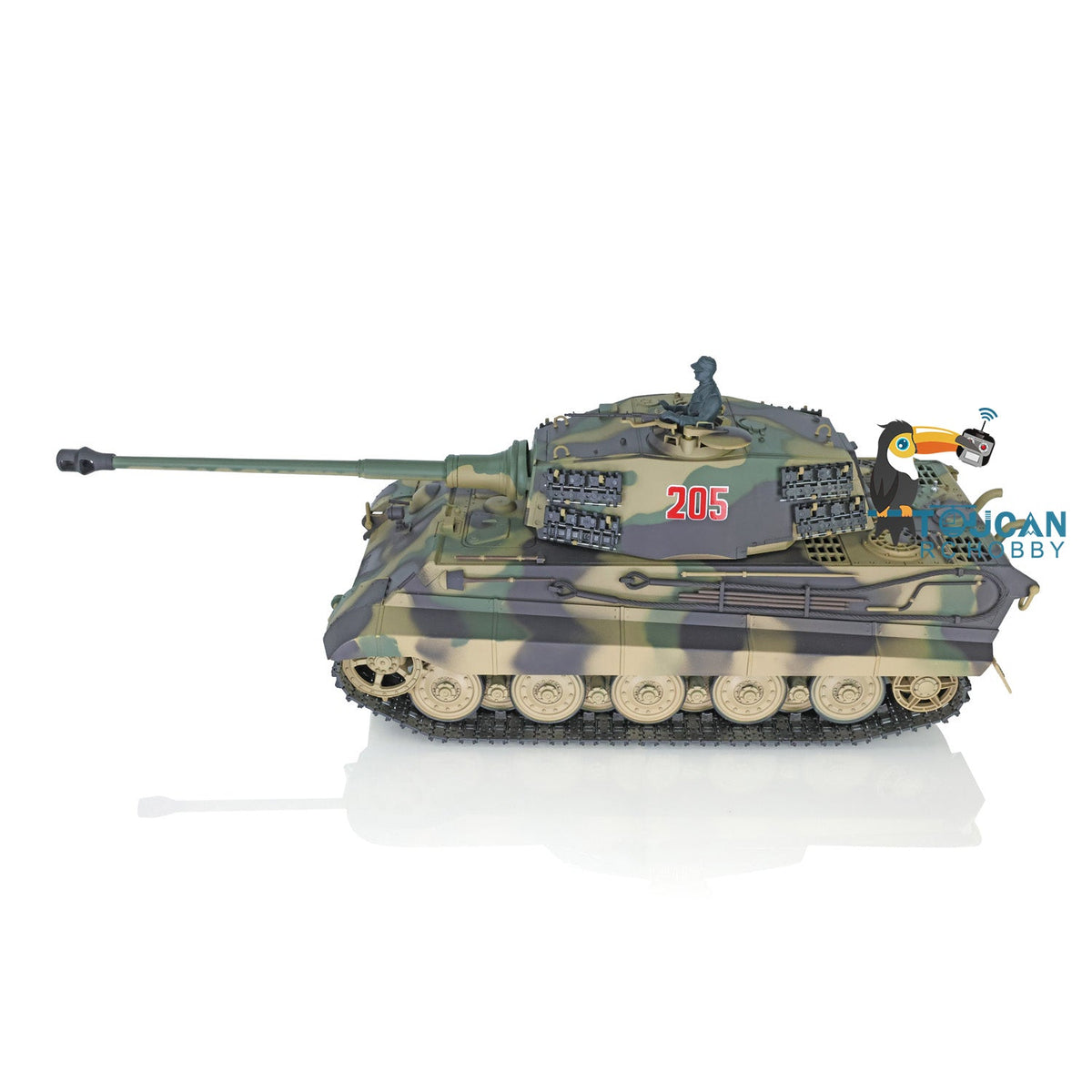 TOUCAN RC HOBBY Heng Long 1/16 TK7.0 Plastic 3888A German King Tiger RRT RC Tank with 360 Degrees Turret Sound Light Smoke BB Infrared Combat