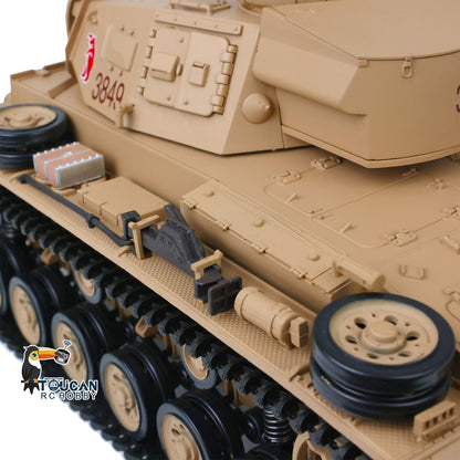 TOUCAN RC HOBBY Heng Long 1/16 Plastic 7.0 3848 3849 Panzer III H L RC Tank FPV 360 Degree Turret Infrared System BB Smoke Steel Driving Gearbox Metal Barrel