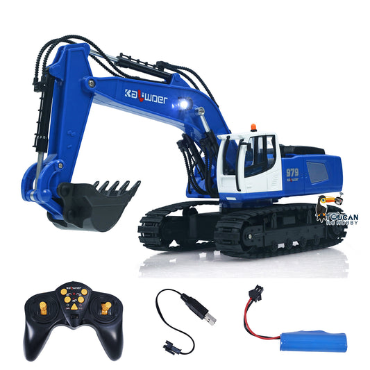 TOUCAN RC HOBBY HUINA 1/18 RC 13550 ferngesteuerter Bagger 11CH 350° Rotation RC Bagger 2,4G Funk Akku Licht Sound USB-Ladegerät
