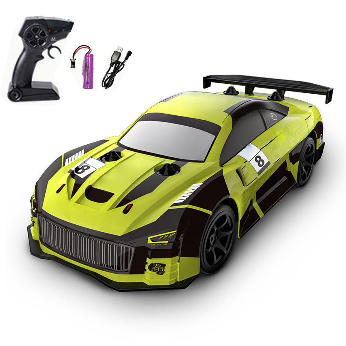 TOUCAN RC HOBBY JJRC Voiture de drift télécommandée en plastique 1/18 Q165 360 Drift 4WD radiocommandée véhicule de course électrique RTR avec lumières, émetteur et batterie