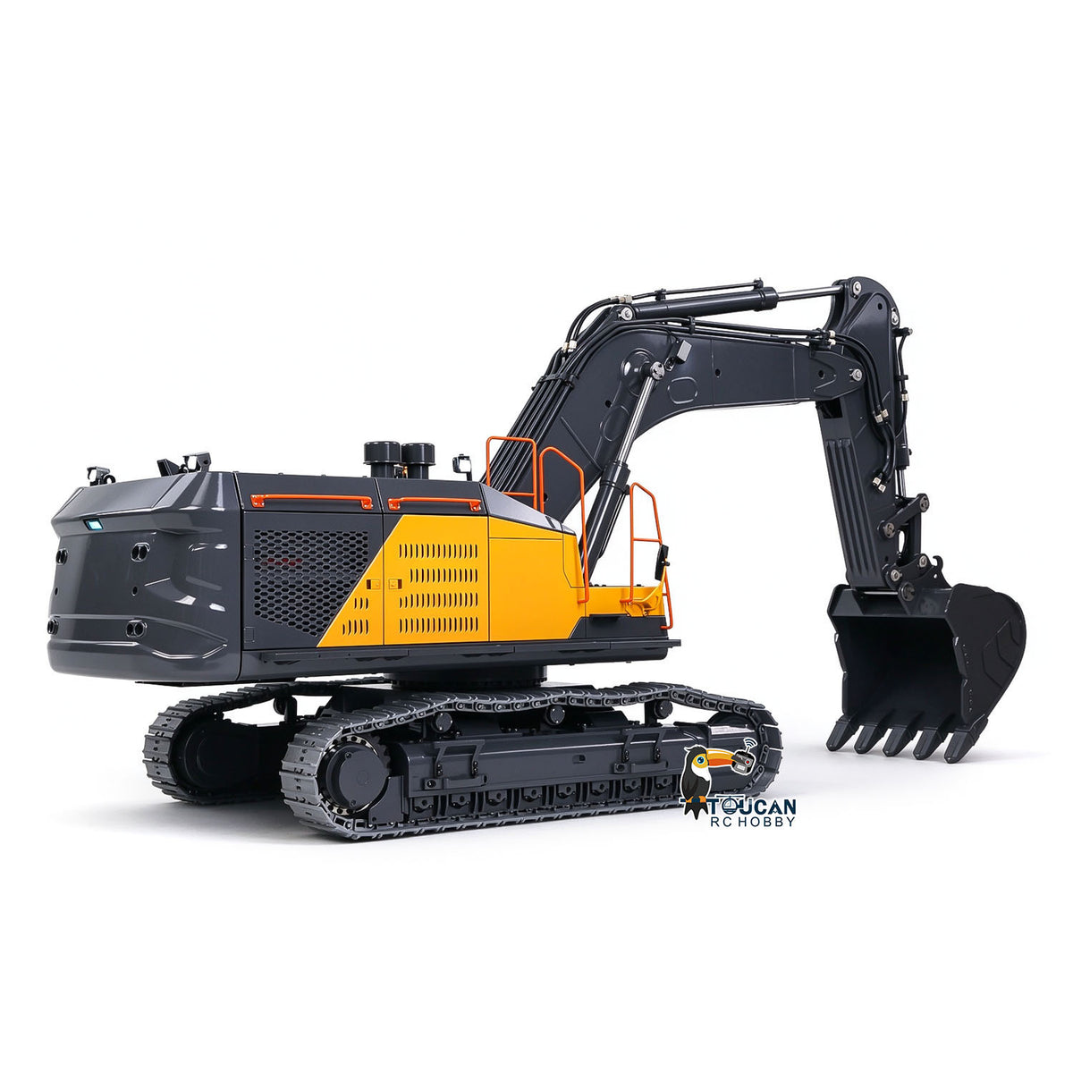 TOUCAN RC HOBBY MTModel EC950 1/14 Metal RC Hydraulic Excavator Dual Pump Digger Model 8CH Valve Ripper Light Sound Brushless Drive Motor Display Screens for Adult