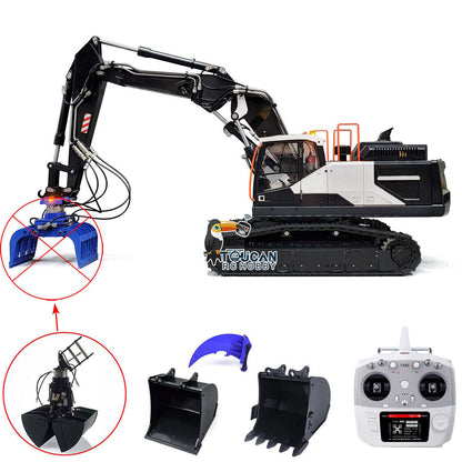 TOUCAN RC HOBBY MTModel Metal Remote Control Tracked Digger Cars 1/14 EC380 3 Arms RC Hydraulic Excavator Clamshell Bucket Ripper Engineering Vehicles