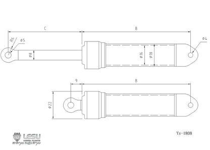 TOUCAN RC HOBBY LESU 1pc 50/60/70/80/90/100/110/120MM 18*8MM Hydraulic Oil Cylinder for DIY 1/14 RC Dumper Truck TAMIIYA Model Replacement Parts