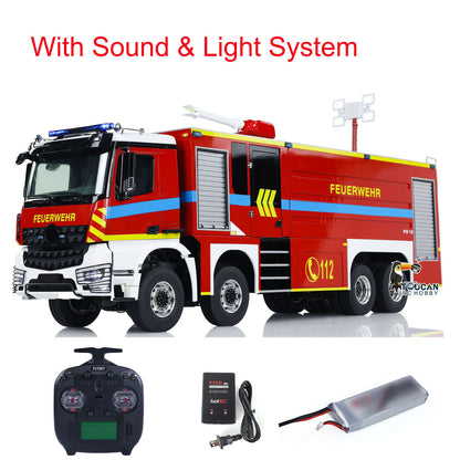 TOUCAN RC HOBBY 1/14 RC Fire Fighting Truck 8x8 Radio Control Fire Car Light Sound Metal Chassis Assembled and Painted Motor ESC Servo