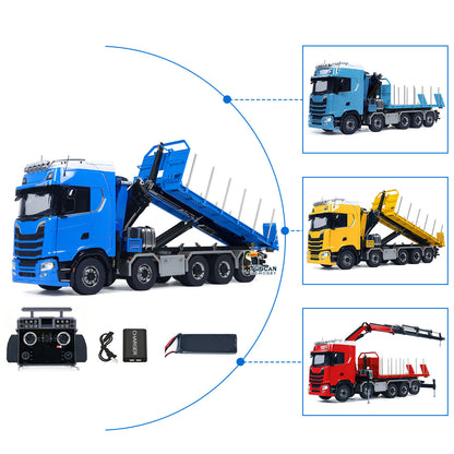 TOUCAN RC HOBBY LXY 10x10 Metal 1/14 RC Hydraulic Flatbed Timber Construction Vehicle 770S Car Model 5-Axles Remote Control Crane Dumper Truck