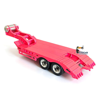 Remorque plateau 2 essieux en métal HHG Model 1/14 TOUCAN RC HOBBY, largeur réglable manuellement de 18 à 23 cm, avec lumières et roues en acier inoxydable pour modèle de camion tracteur RC
