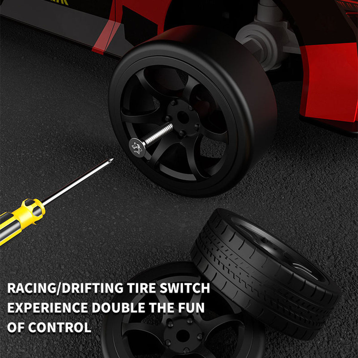 TOUCAN RC HOBBY JJRC Voiture de drift télécommandée en plastique 1/18 Q165 360 Drift 4WD radiocommandée véhicule de course électrique RTR avec lumières, émetteur et batterie