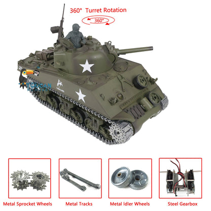 TOUCAN RC HOBBY Heng Long 1/16 TK7.0 Promotion USA M4A3 Sherman RTR RC Tank 3898 360 Degrees Turret Smoke BB IR Metal Barrel Tracks Sprockets Idlers Wheels Gearbox