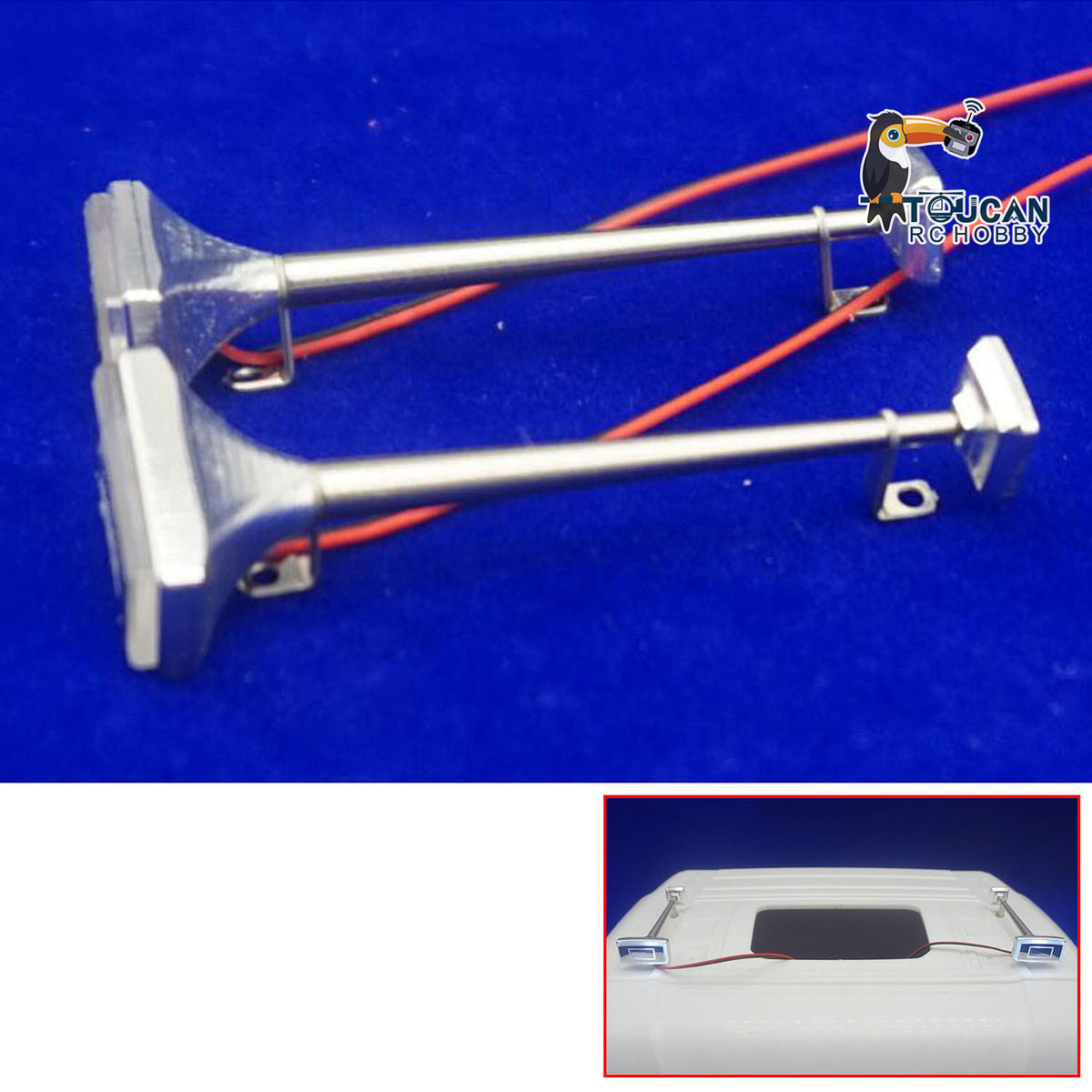 TOUCAN RC HOBBY Degree Metal 1Pair Horns with LED Light for 1/14 RC Tractor Truck Remote Control Construction Vehicle DIY Spare Parts Painted Car Shell