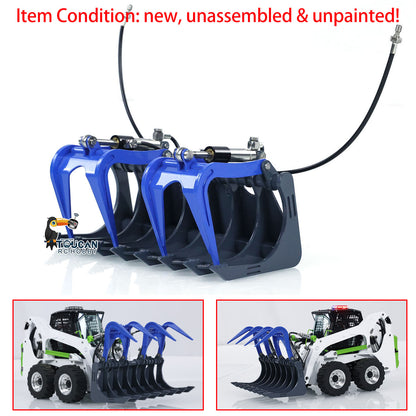 TOUCAN RC HOBBY LESU 1/14 Metal Wheeled Skid-Steer Hydraulic RC Loader Aoue LT5H I6S RTR Painted Ripper Scarifier Gripper Sieve Bucket Trailer