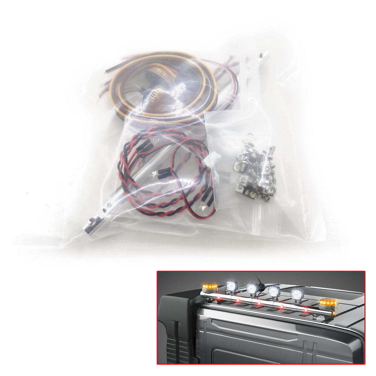 TOUCAN RC HOBBY Degree Rotating Light Led CNC Roof Lamp 4 Light Modes for 1/14 RC Tractor Truck 56360 56362 LESU Trucks
