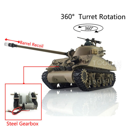 TOUCAN RC HOBBY Heng Long 1/16 TK7.0 Plastic USA M4A3 Sherman 3898 RTR RC Tank 360 Degrees Turret BB IR Barrel Recoil Smoke Metal Barrel Steel Gearbox