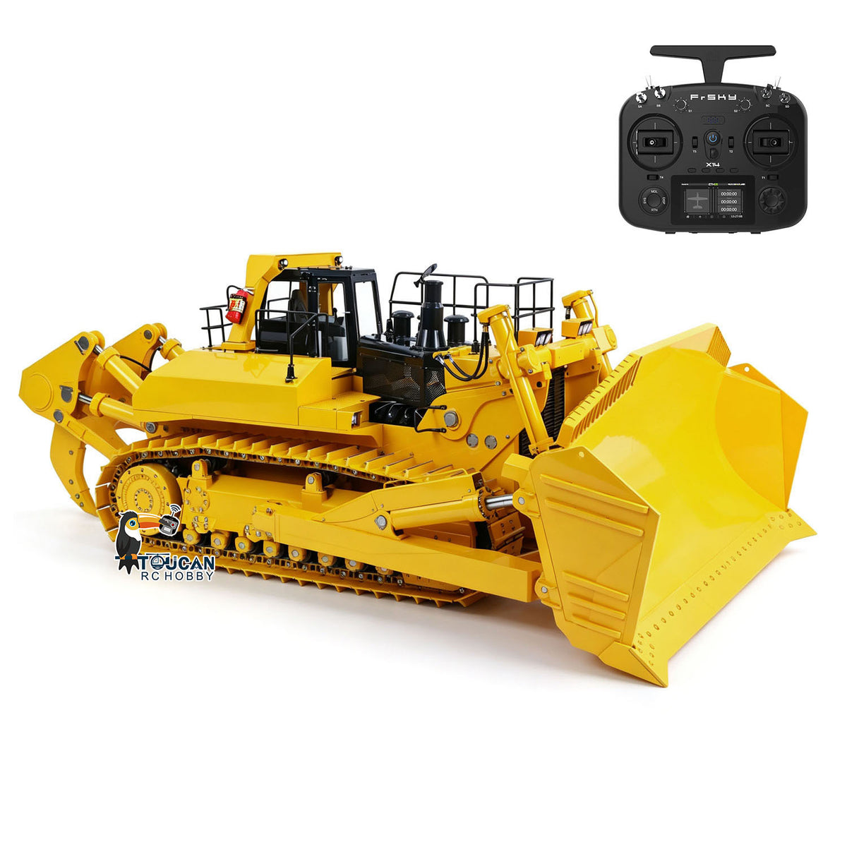 TOUCAN RC HOBBY JDMODEL 575 Metal 1/14 Remote Controlled Bulldozer Heavy Hydraulic Construction Truck Frsky X14 Radio Sound Light for Vehicle Enthusiast