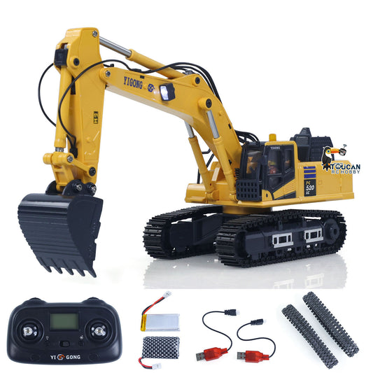 TOUCAN RC HOBBY Yi Gong 1/50 Mini Plastic RC Excavator PC520 RTR Electric Lifting Wheel Digger N20S Motor Metal Track Bucket Lights Sound Radio Control Battery