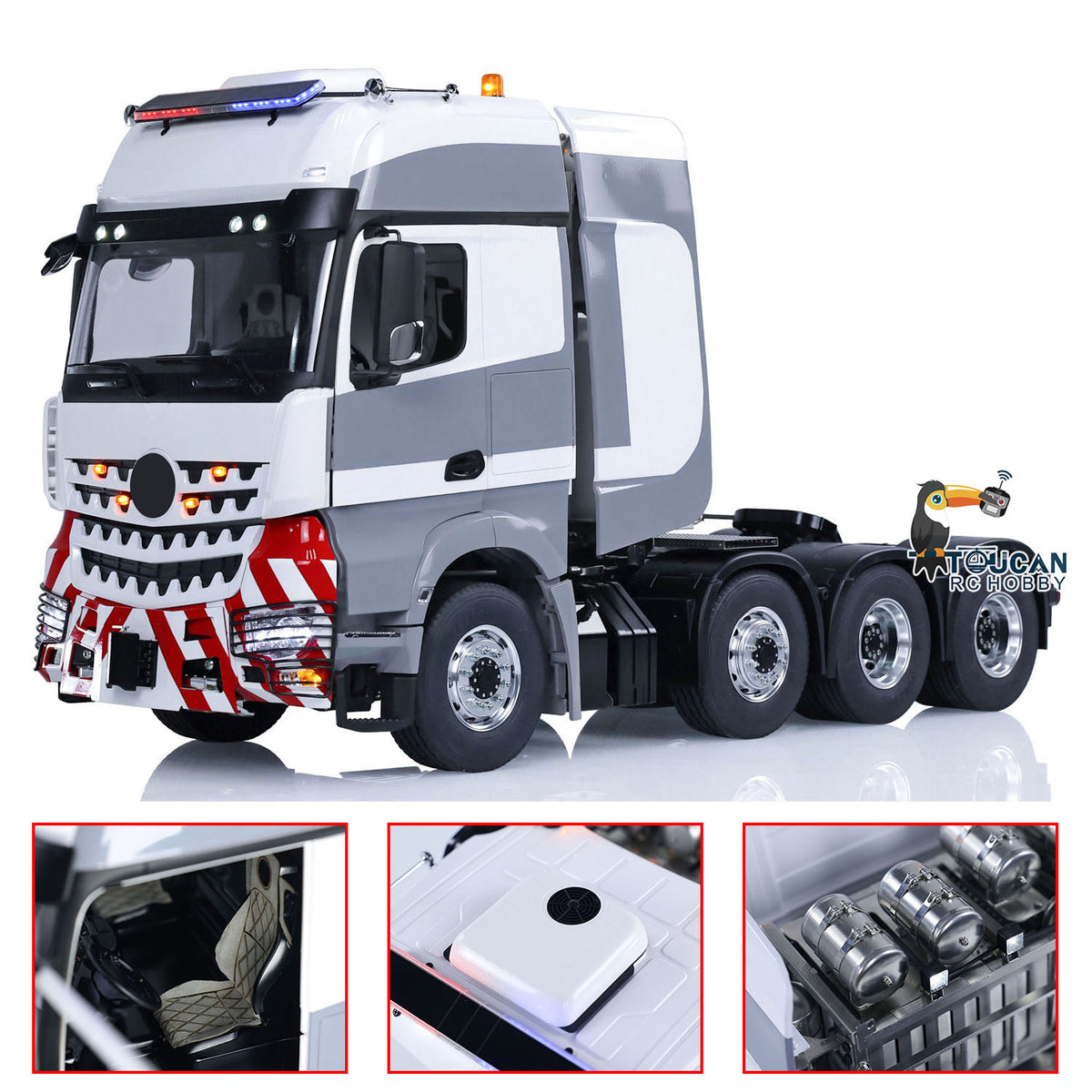 Camion tracteur RC 8x8 LESU en métal, châssis 1/14, voitures radiocommandées, unité de fumée et son, par TOUCAN RC HOBBY