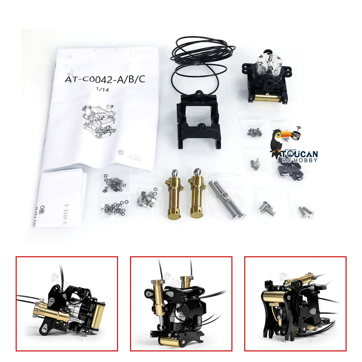TOUCAN RC HOBBY 1/14 Hydraulic Metal Hammer Quick Release Coupler Metal Wrist for LESU RC Excavator B0001 374F Unassembled Unpainted DIY Parts