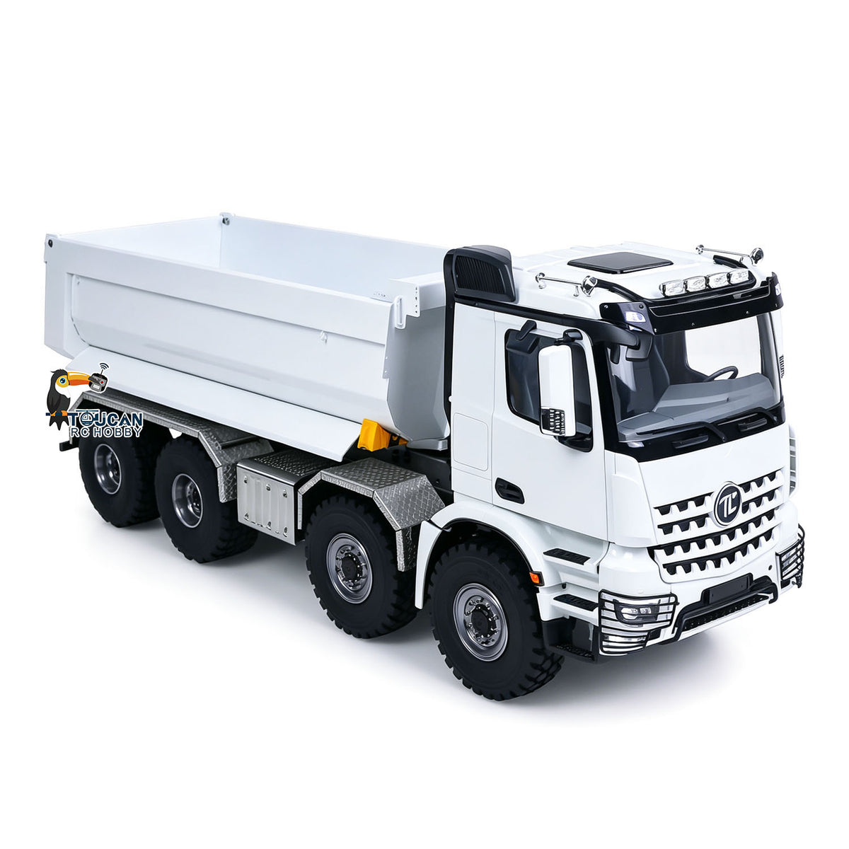 TOUCAN RC HOBBY MODO 3348 1/14 Metal 8x8 RC Hydraulic Dump Truck PNP RTR 2-Speed Gearbox Differential Locks Hobbywing Brushless Motor ESC Light Sound for Enthusiasts