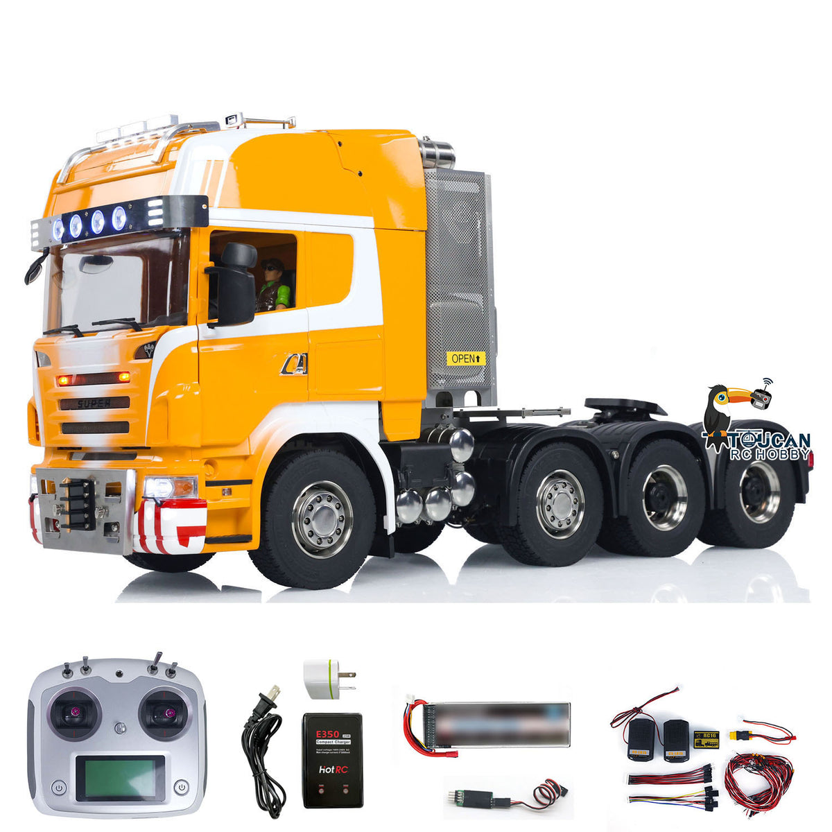 TOUCAN RC HOBBY ScaleClub 1/14 8x8 RC Tractor Truck RTR R620 Metal Remote Control Cars 3-Speed Transmission Assembled and Painted ESC Servos