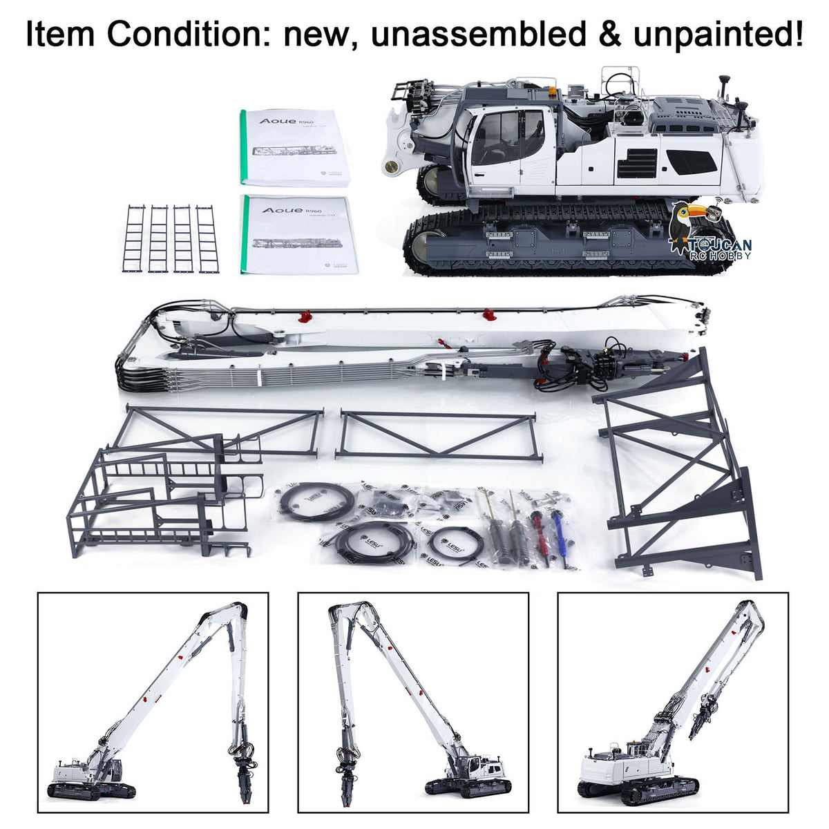 TOUCAN RC HOBBY LESU Metal 1/14 RC Full Hydraulic Excavator LR960 KIT DIY Demolition Arm Model Light Unassembled Unpainted Emulated Hobby Car