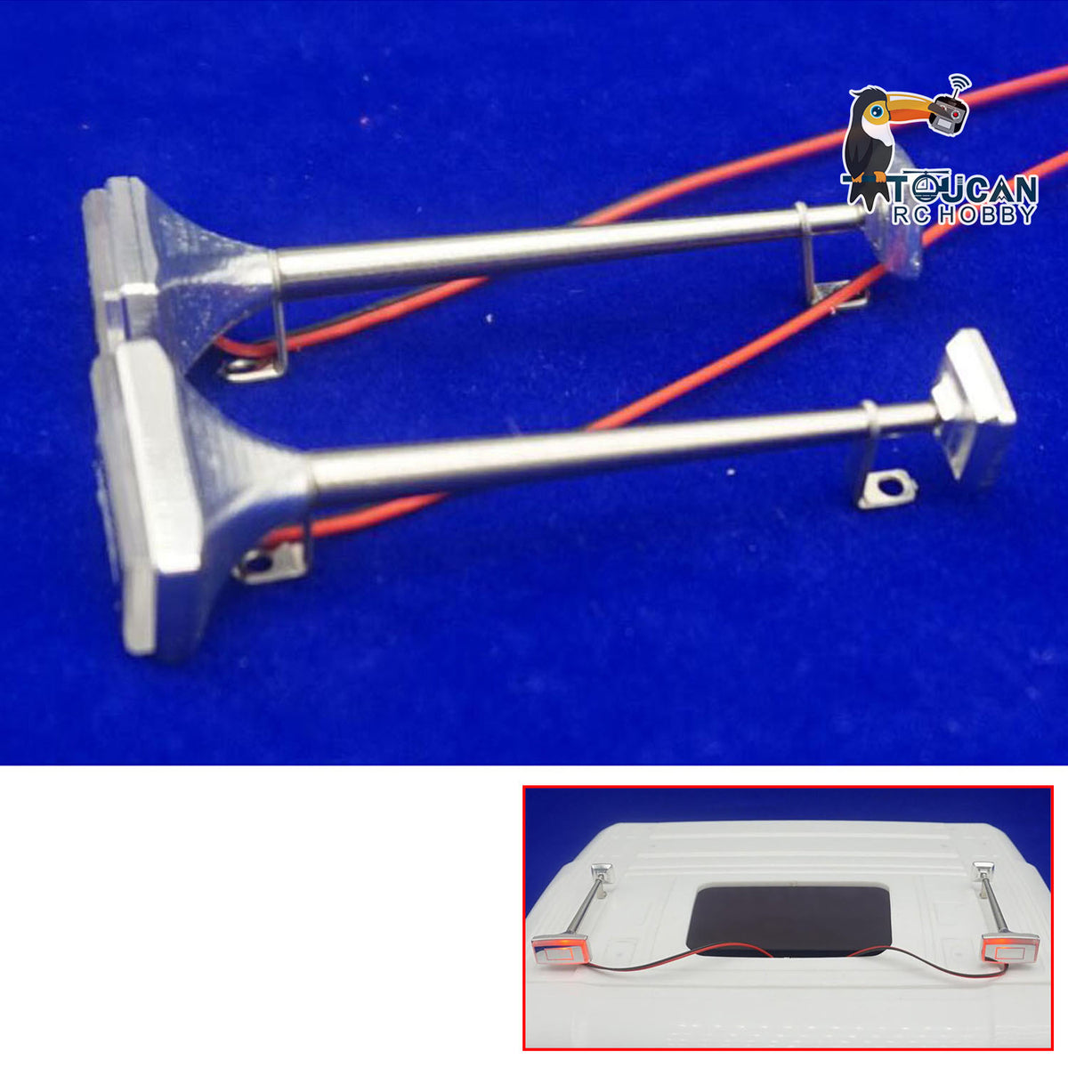TOUCAN RC HOBBY Degree Metal 1Pair Horns with LED Light for 1/14 RC Tractor Truck Remote Control Construction Vehicle DIY Spare Parts Painted Car Shell
