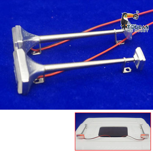 TOUCAN RC HOBBY Degree Metal 1Pair Horns with LED Light for 1/14 RC Tractor Truck Remote Control Construction Vehicle DIY Spare Parts Painted Car Shell