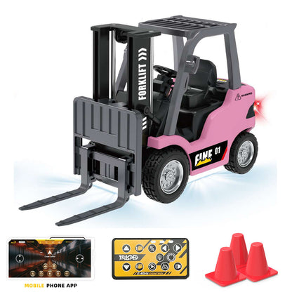 TOUCAN RC HOBBY Heng Guan 1/64 RC Forklift Full Proportion Control Realistic Details Road Barrier Desktop Ornaments Parent Child Interaction RTR