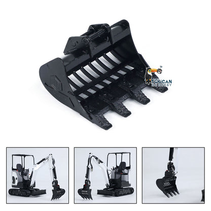 TOUCAN RC HOBBY JXModel Metal Ripper Rake Grille Leveling Bucket Leveling Beam Electric Power Rammer Ditch Cleaning Bucket Gripper for 1/14 E20 RC Hydraulic Excavator DIY