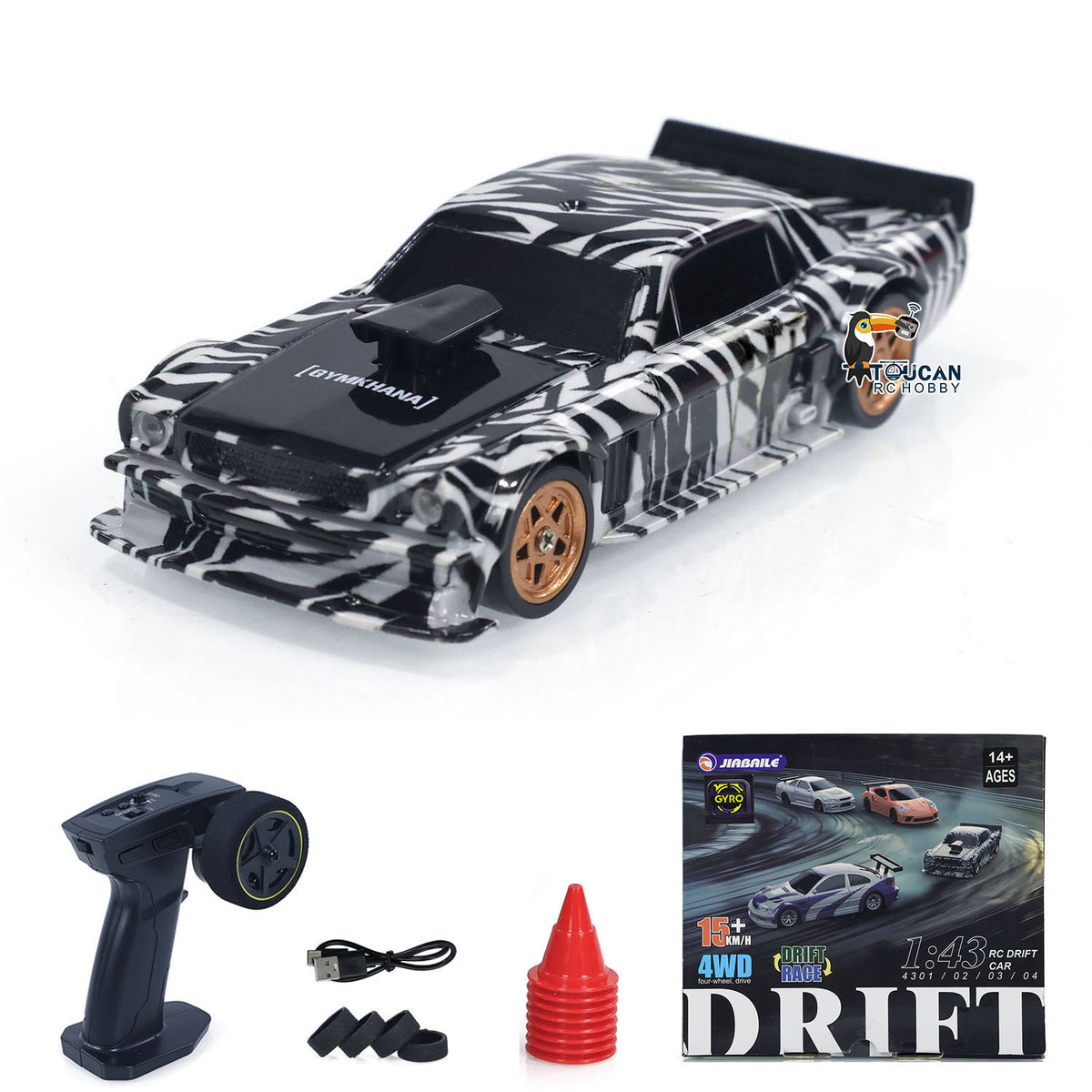 TOUCAN RC HOBBY JiaBaiLe US Stock 1/43 Scale RC Drift Race Car Gyro 4WD Ready to Go Mini Car High Speed Model Remote Control Vehicle