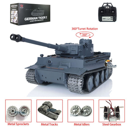 TOUCAN RC HOBBY Heng Long 1/16 TK7.0 German Tiger I RTR RC Tank 3818 with 360 Degrees Turret Infrared Combat Smoke BB Unit Metal Tracks Sprockets