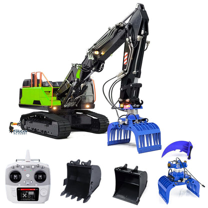 TOUCAN RC HOBBY MTModel 1/14 EC380 10CH Tracked RC Hydraulic Excavator 3 Arms Digger Grab T12D Remote Controller Metal Heavy Machine Model