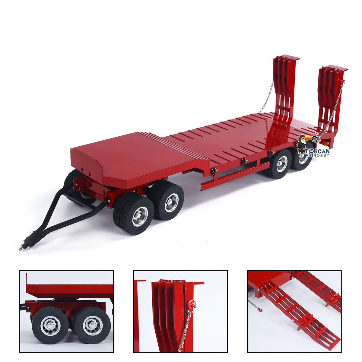 TOUCAN RC HOBBY HHG Model Metal 4-axle Full Trailer for 1/14 RC Tractor Truck Remote Control Car Simulation Hobby Model DIY Electric Tail-board