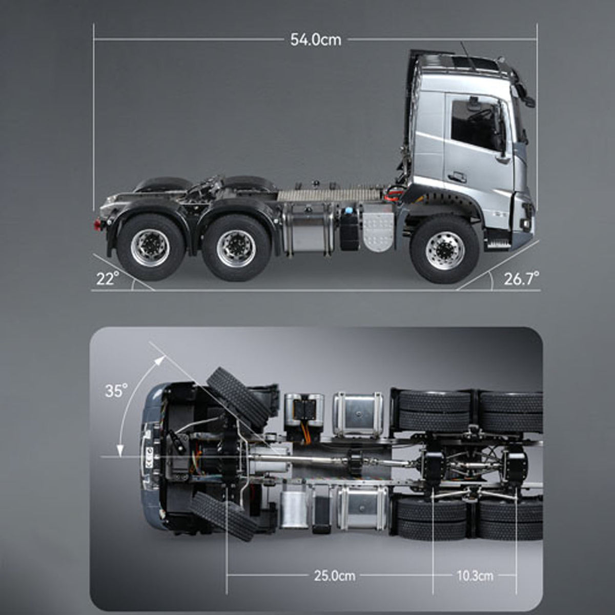 TOUCAN RC HOBBY Double E 1/14 6*6 RC Tractor Truck FMX Remote Control Simulation Vehicle 2Speed Metal Chassis Rail Axle Locks Sound System