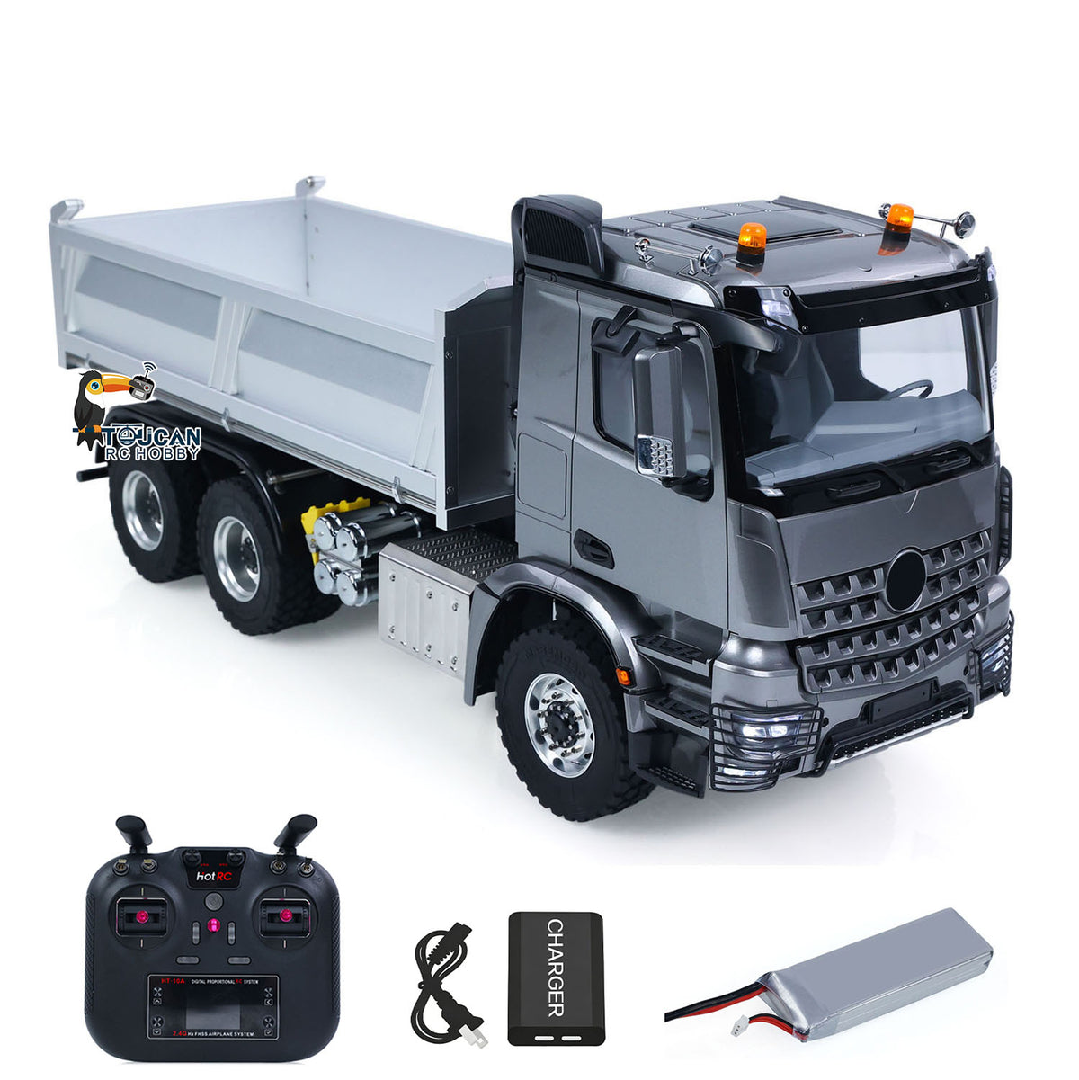 TOUCAN RC HOBBY MODO 6X6 Metal Chassis 3348 RC Hydraulic Dumper 1/14 Radio Controlled Tipper NO Lock Light Sound Radio Battery Construction Truck RTR