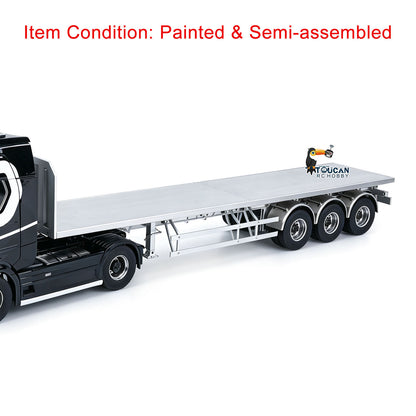 TOUCAN RC HOBBY MODO Metal 3Axles Flatbed Trailer Manual Support Legs for 1/14 Remote Control Tractor Truck 770S RC Digger Loader DIY Model