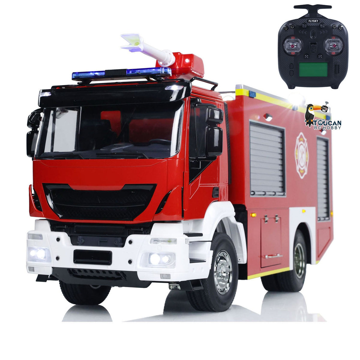 TOUCAN RC HOBBY 1/14 RC Fire Truck 4x2 Rescue Fire Vehicle 2-Speed Transmission Light Sound ST8 Remote Control System Emulated Car Hobby Models