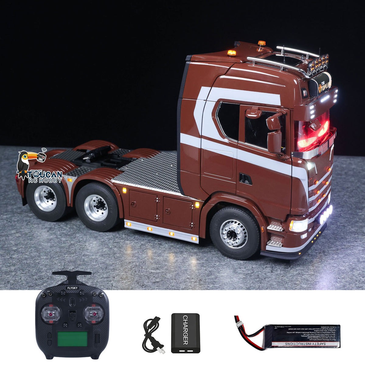 TOUCAN RC HOBBY  1/14 Remote Control Tractor Truck 770S 3Speed 6x2 Metal Chassis Axle Lock RC Lorry Vehicle Flysky ST8 Radio RTR Model