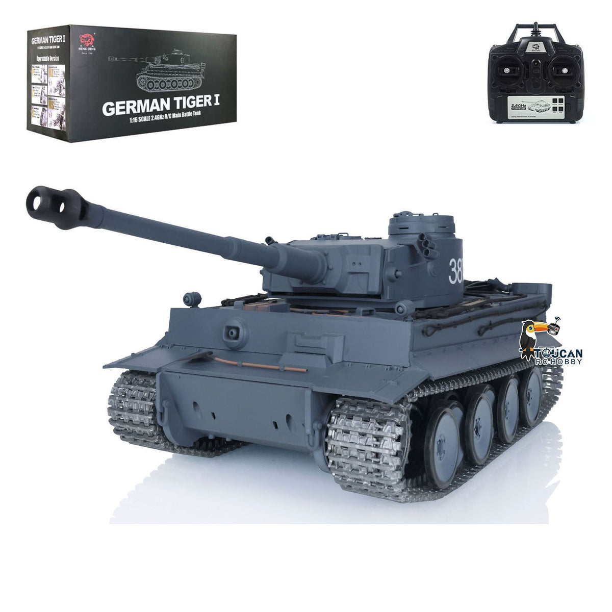 TOUCAN RC HOBBY Heng Long 1/16 TK7.0 Promotion German Tiger I RTR RC Tank 3818 Infrared Combat BB Smoke Sounds Lights Metal Gearbox Tracks Sprockets Idlers Wheels