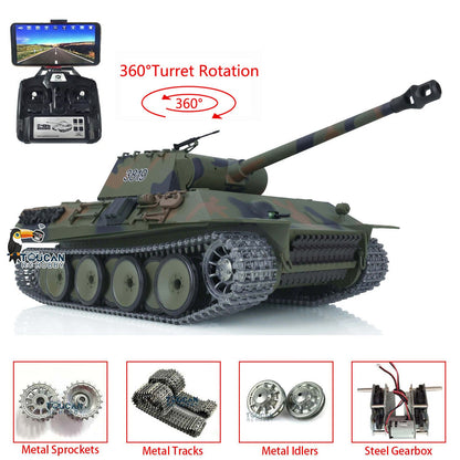 TOUCAN RC HOBBY Heng Long 1/16 TK7.0 Promotion 3819 German Panther V RTR RC Tank IR BB 360 Degrees Turret Smoke Metal Tracks Sprockets Idlers Wheels Gearbox