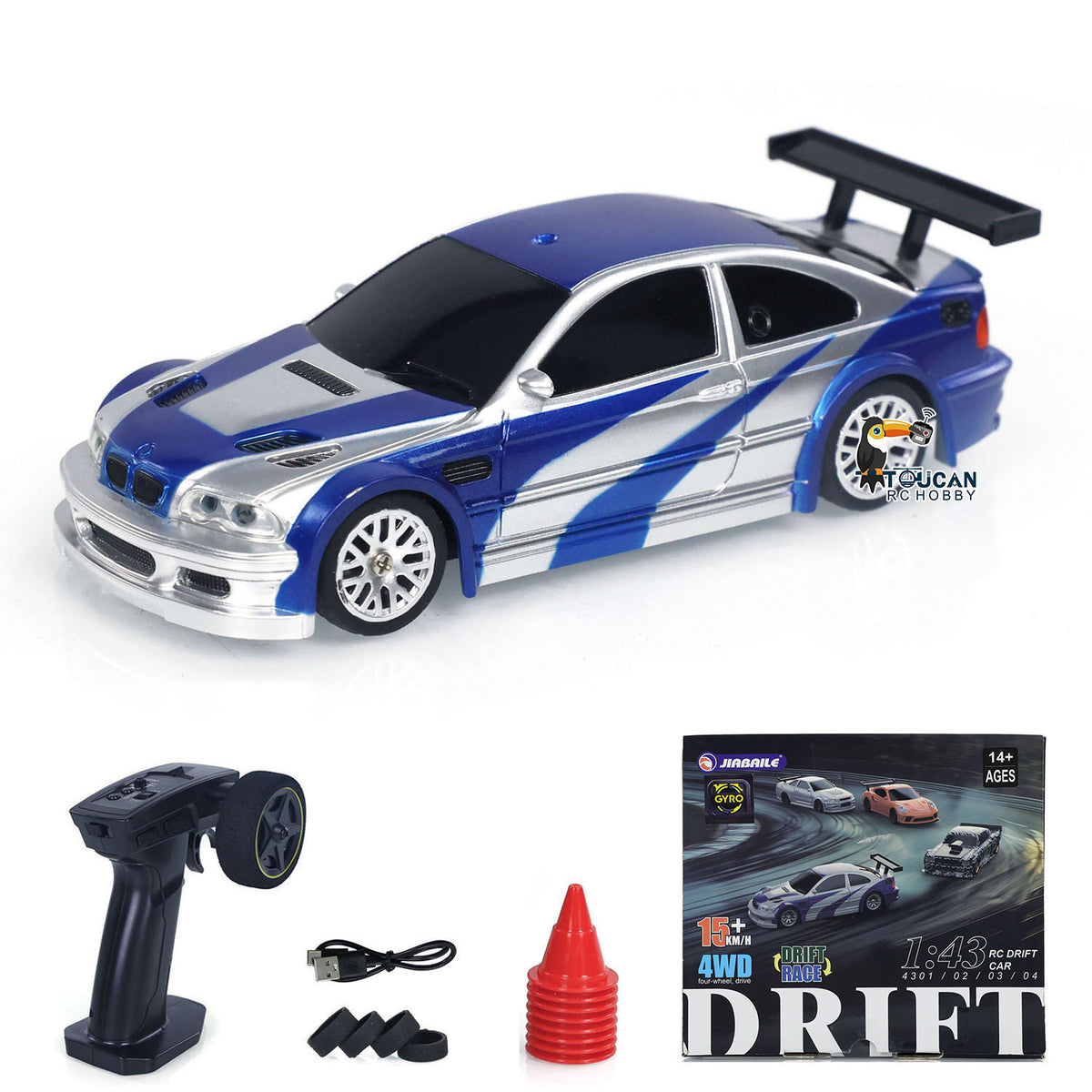 TOUCAN RC HOBBY JiaBaiLe 1/43 4*4 RTR 4WD RC Race Car Gyro Fully Proportional Control Speed Mini Car  Traffic Cones
