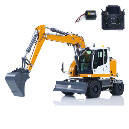 TOUCAN RC HOBBY CUT RC Hobby RC Hobby LR914 1/14 Metal RC Hydraulic Wheel Excavator RTR 7-Way Valve 4x4 Differential Lock Warning Light Sound Quick Release Coupler LCD Display for Digger Collectors