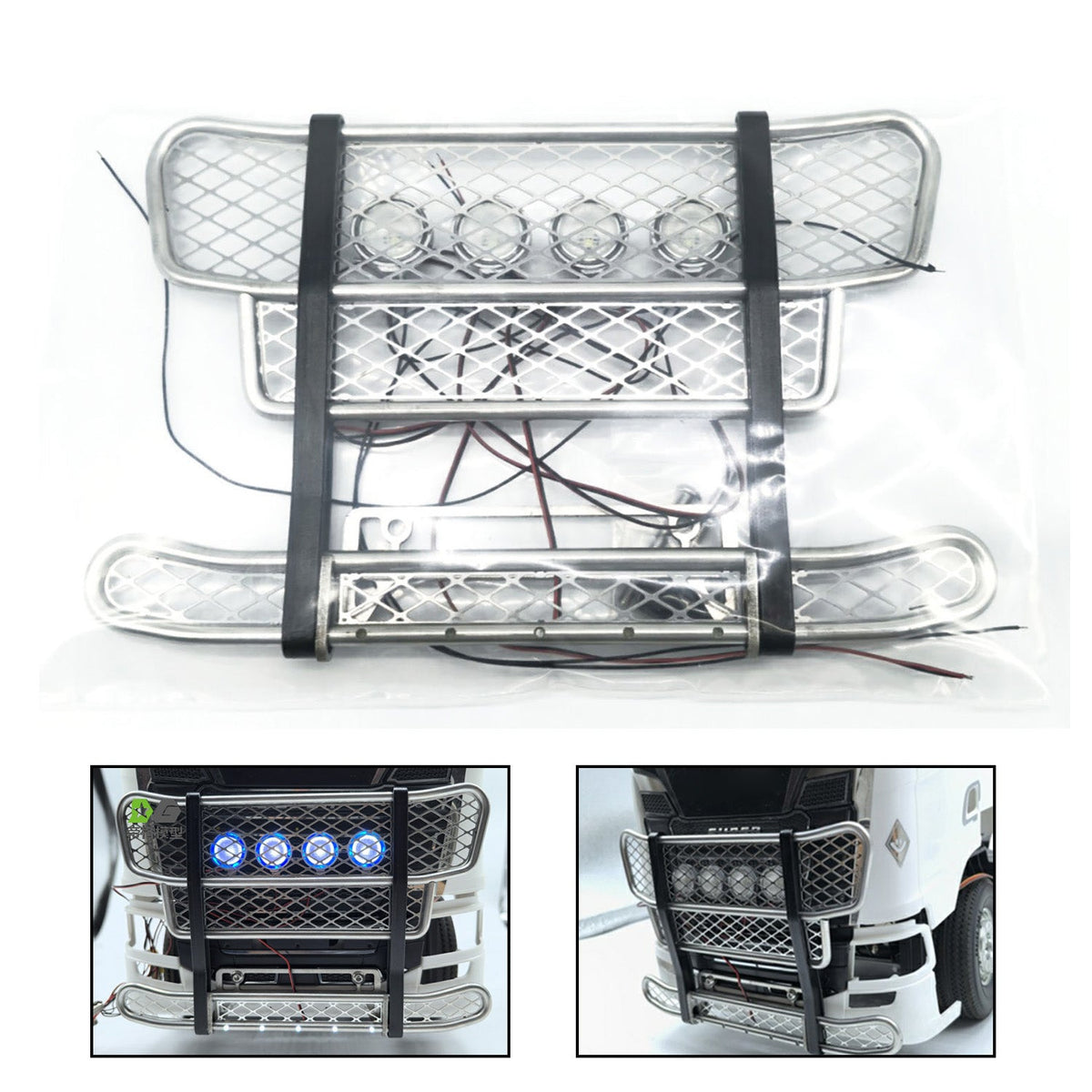 TOUCAN RC HOBBY Degree Metal Front Bumper LED Light for 1/14 770S RC Tractor Truck 56371 56368