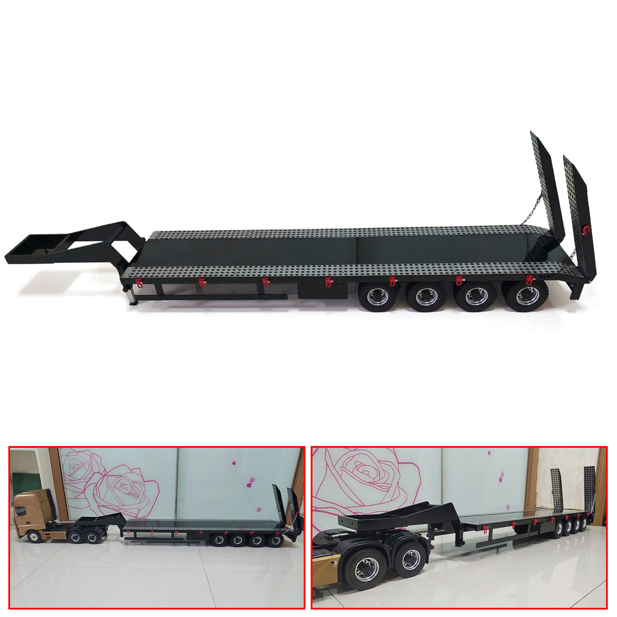 TOUCAN RC HOBBY 1/14 Metal 4 Axles Semi-trailer Trailer for RC Tractor Truck Remote Controlled Simulation Car Electric Machine Painted Assembled