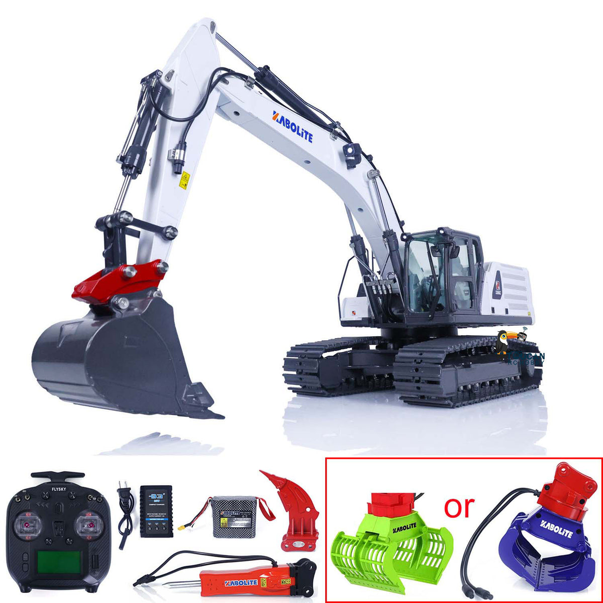 TOUCAN RC HOBBY US Stock Kabolite K961 100S 1/18 Scale RC Hydraulic Excavator HUINA Upgraded Version K336GC Digger Construction Vehicle Truck Model Light System