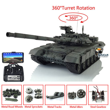 TOUCAN RC HOBBY Heng Long 1/16 TK7.0 Profession 3938 Russian T90 RTR RC Tank FPV 360 Degrees Turret IR BB Smoke Metal Sprockets Idlers Road Wheels