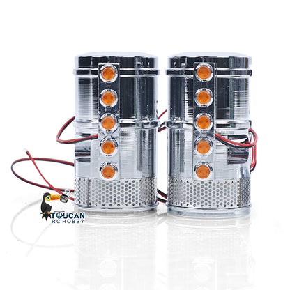 TOUCAN RC HOBBY Degree 1Pair Metal Air Filter Weather Guard for DIY 1/14 56344 56301 Remote Control Tractor Truck RC Lorry Vehicle King Hauler