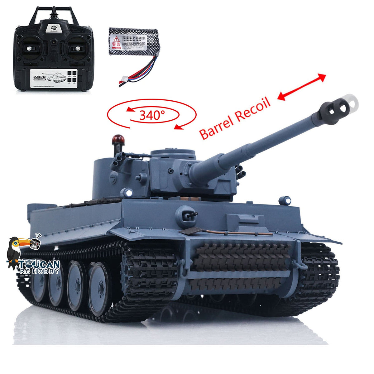 TOUCAN RC HOBBY Heng Long 1/16 TK7.0 Plastic German Tiger I RTR RC Tank 3818 Infrared Combat BB Sounds Lights Smoke Model Metal Barrel Recoil