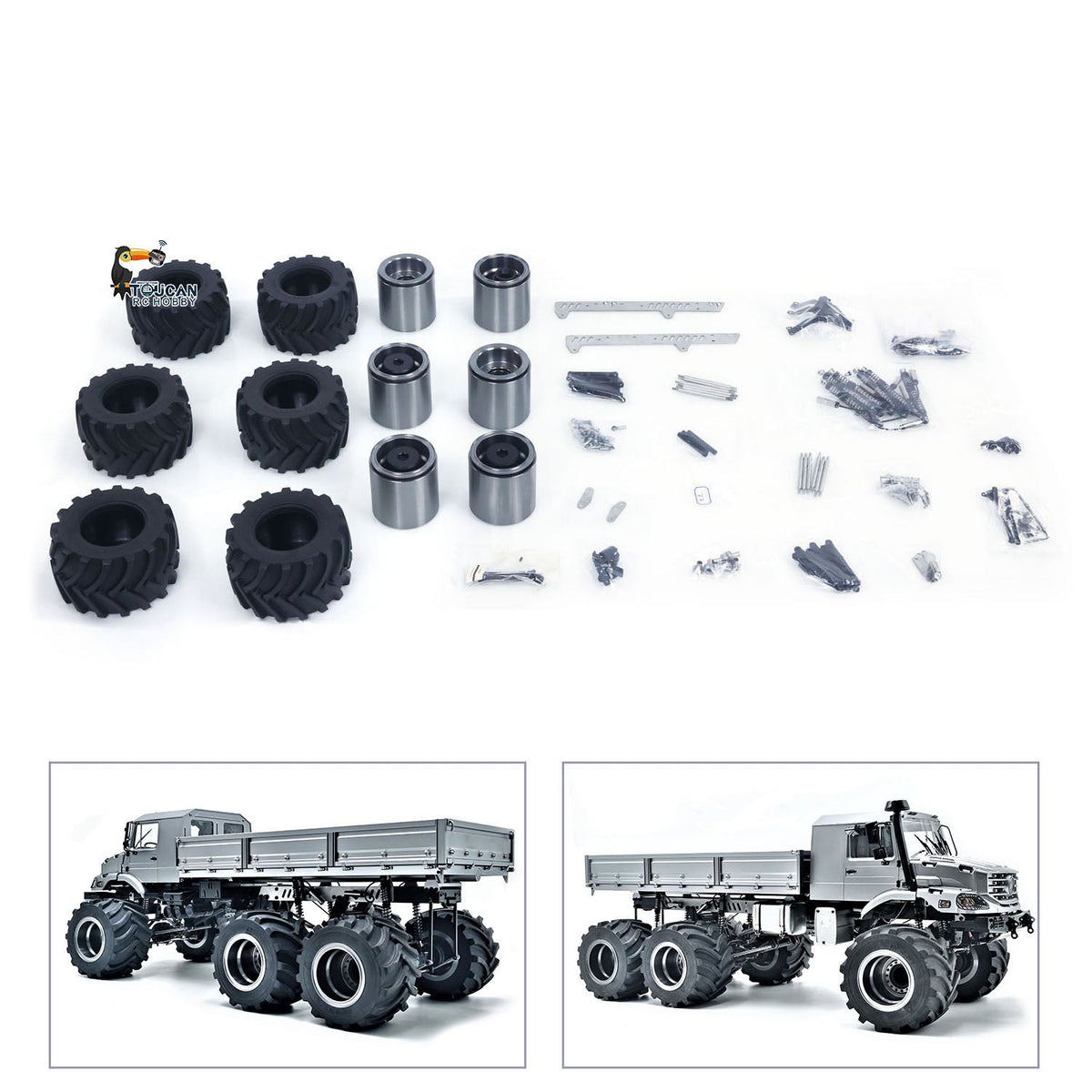 TOUCAN RC HOBBY JDModel Poutre arrière réaliste en métal avec crochet arrière / ensemble de suspension de moyeu de roue pour pièces améliorées de camion tracteur radiocommandé 1/14