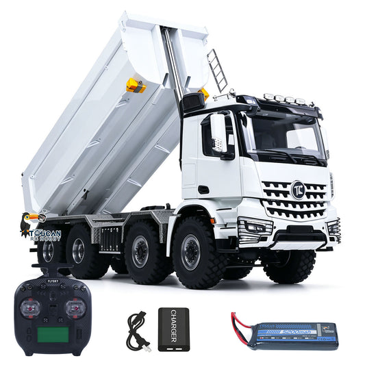 TOUCAN RC HOBBY MODO 3348 1/14 Metal 8x8 RC Hydraulic Dump Truck PNP RTR 2-Speed Gearbox Differential Locks Hobbywing Brushless Motor ESC Light Sound for Enthusiasts