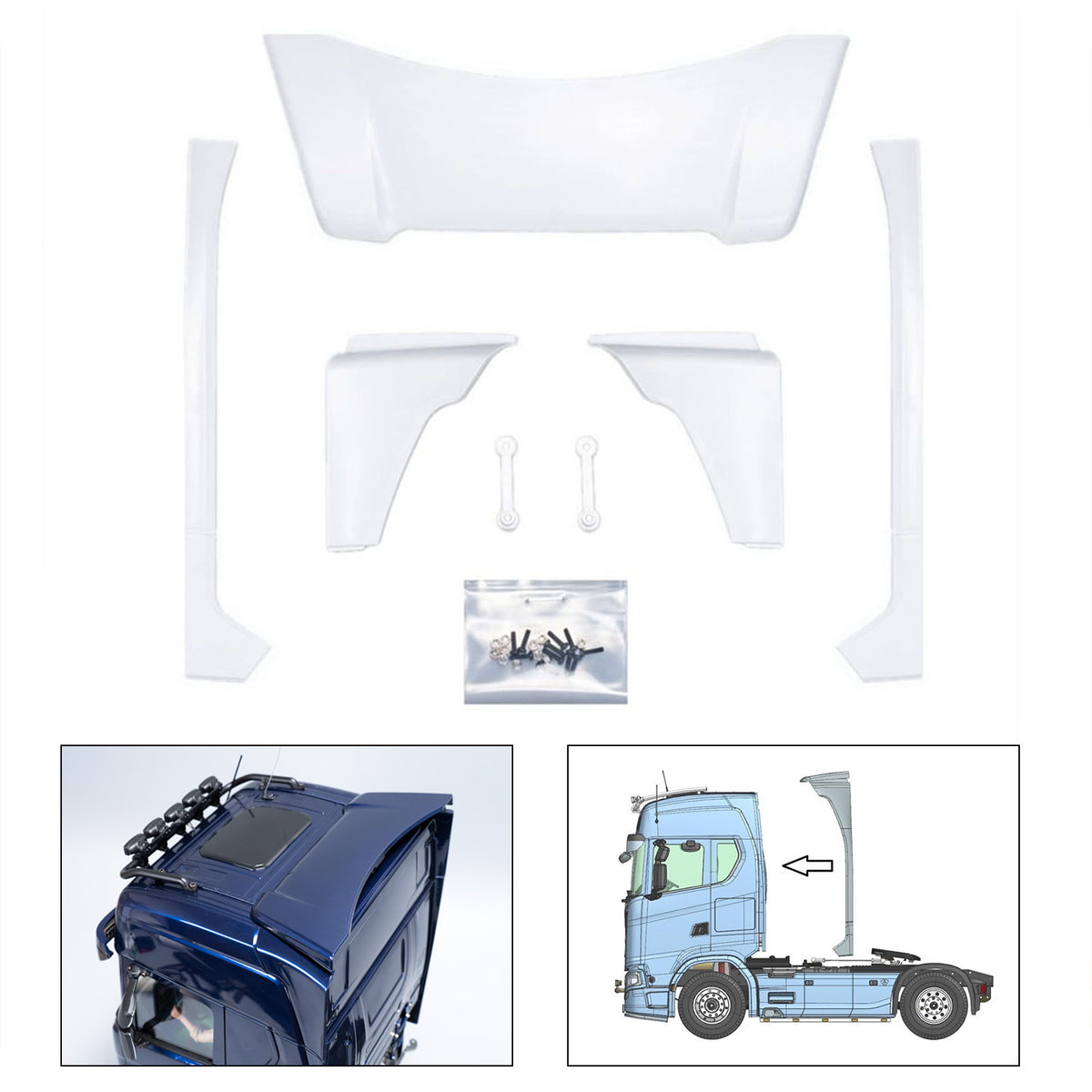 TOUCAN RC HOBBY ABS Narrow Rear Spoiler Wing for DIY 1/14 Remote Control Tractor Truck 770S 56368 56373 RC Lorry Vehicle Model Car